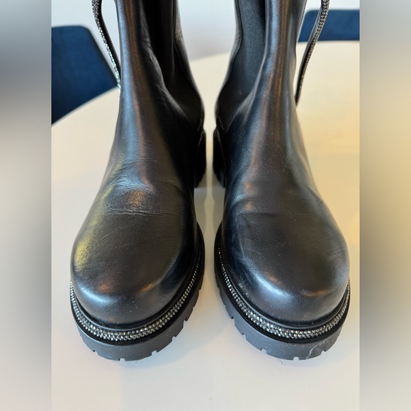 Rene Caovilla Cleo Shimmery Chelsea Boots Black Leather Size EU 37 - Picture 3 of 10